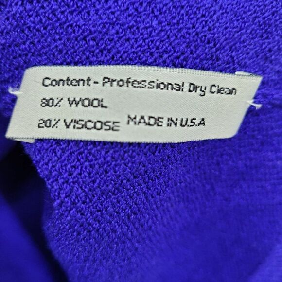 Vintage 80's Sweater Cardigan Wool Santana Knit Button Down Electric Blue S - Picture 11 of 11